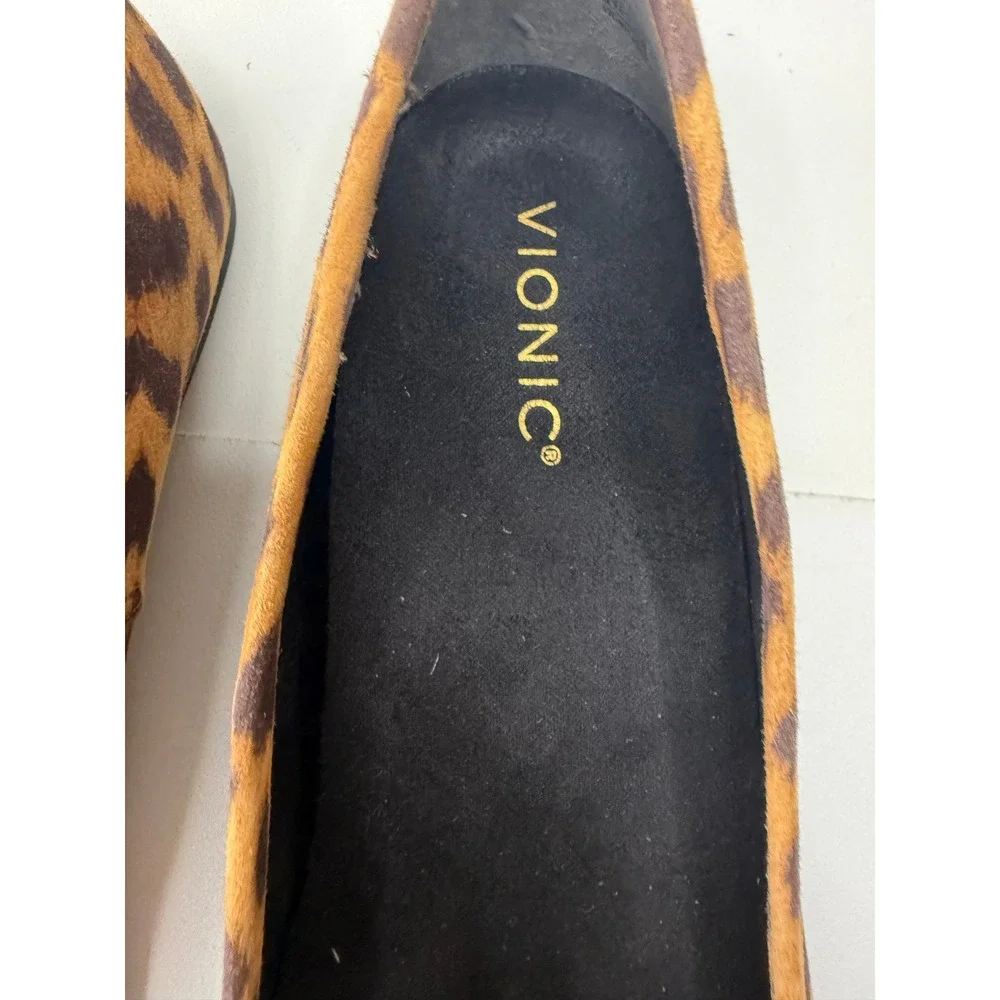 Vionic Orinda Leopard Print Square Toe Ballet Orthopedic Flats Womens 9 Wide NEW